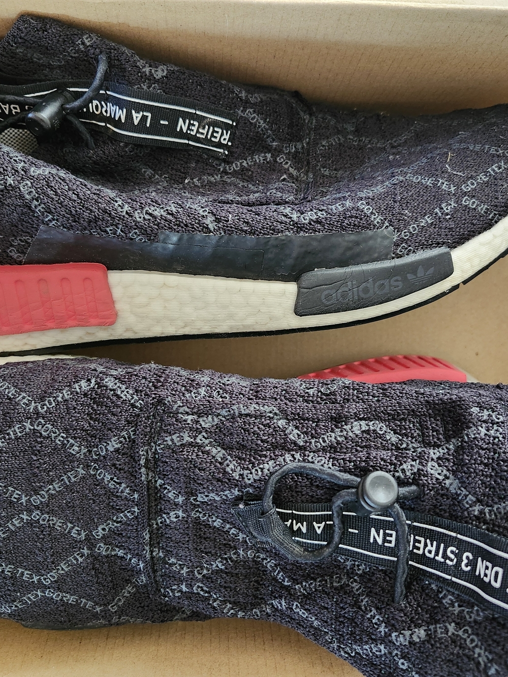 adidas Black Knit GORE-TEX Slip-On Sneakers with Red Accents